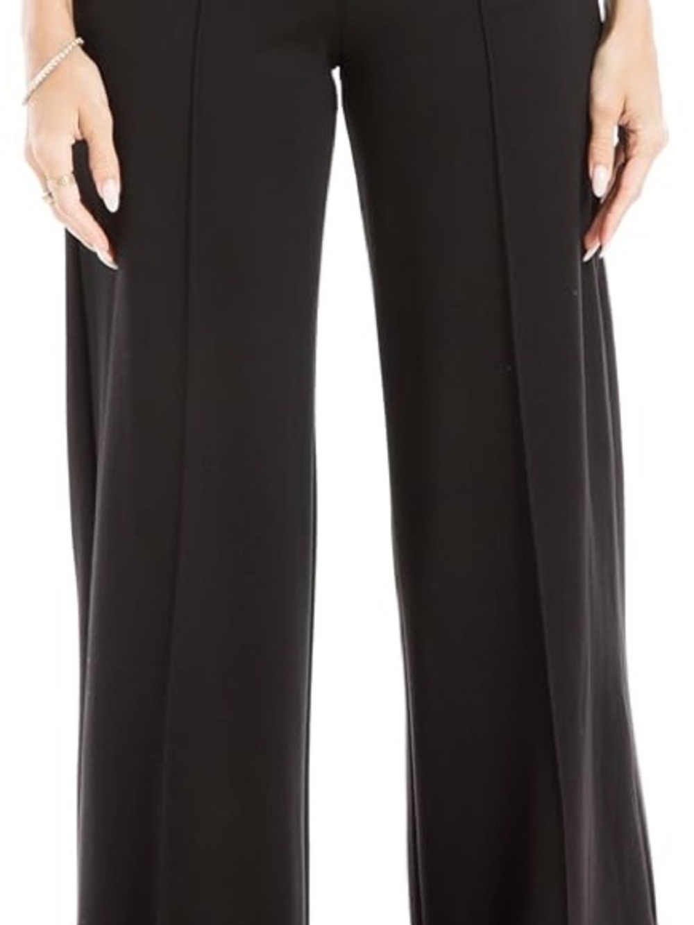 Max Studio Black Wide-Leg Mid-Rise Pants - Picture 4 of 8